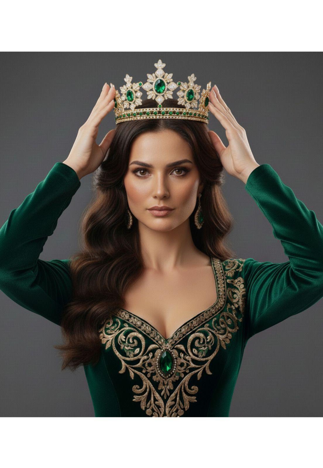 Corona Reina Dorada Piedras Adulto Disfraz Princesa Real-5