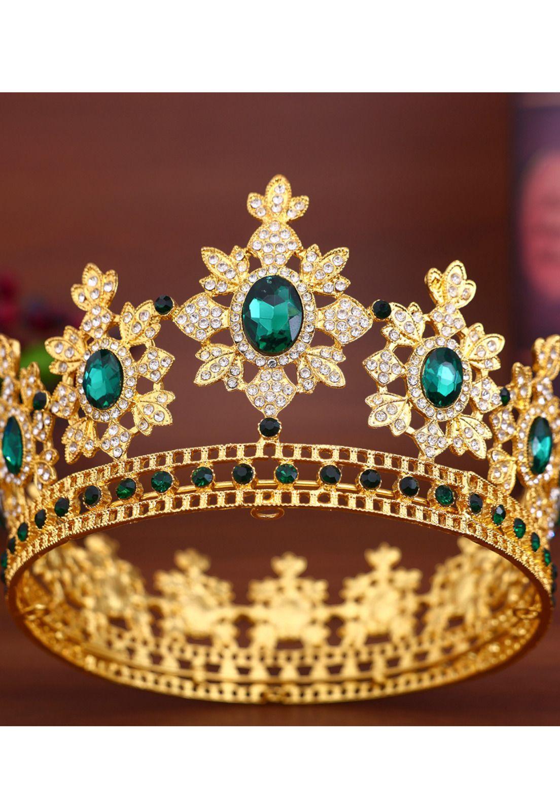 Corona Reina Dorada Piedras Adulto Disfraz Princesa Real-6