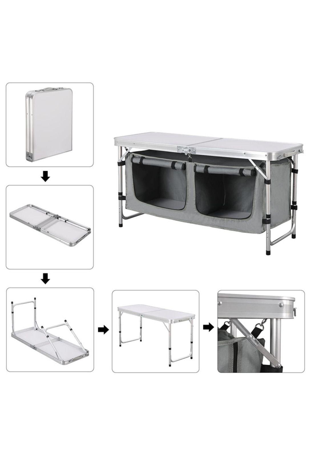 Mesa Pleglable Camping Picnic con Cajones-1