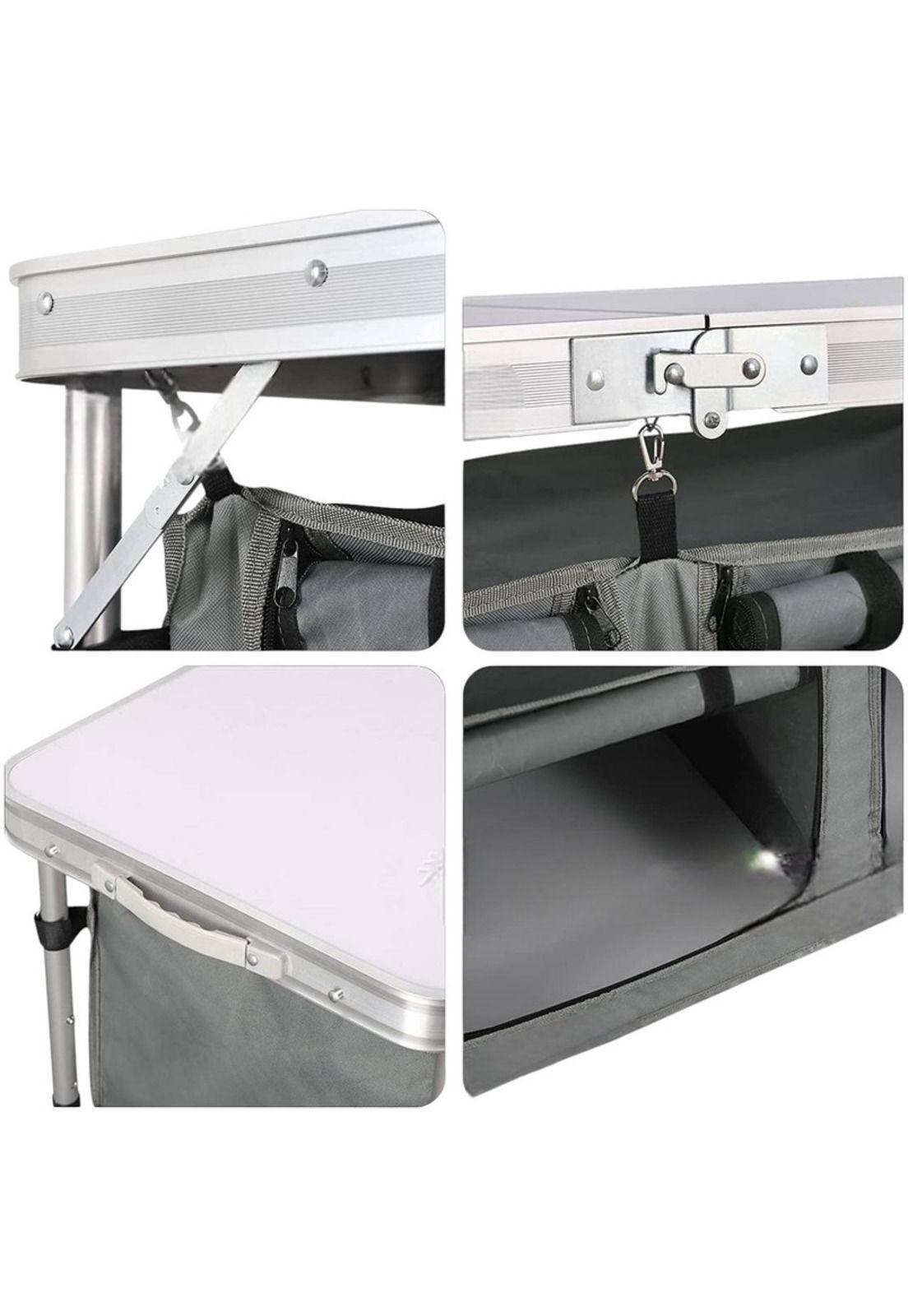 Mesa Pleglable Camping Picnic con Cajones-2