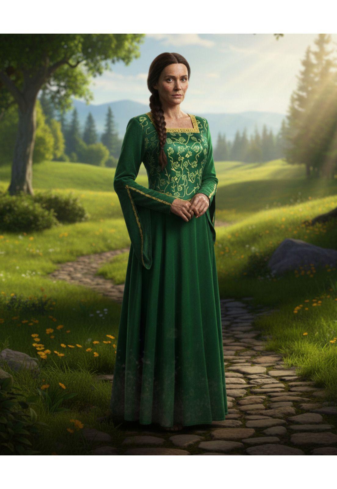 Disfraz De Fiona Completo Para Adulto Mujer Halloween Medieval De shrek Edad Media Princesa Noble-5