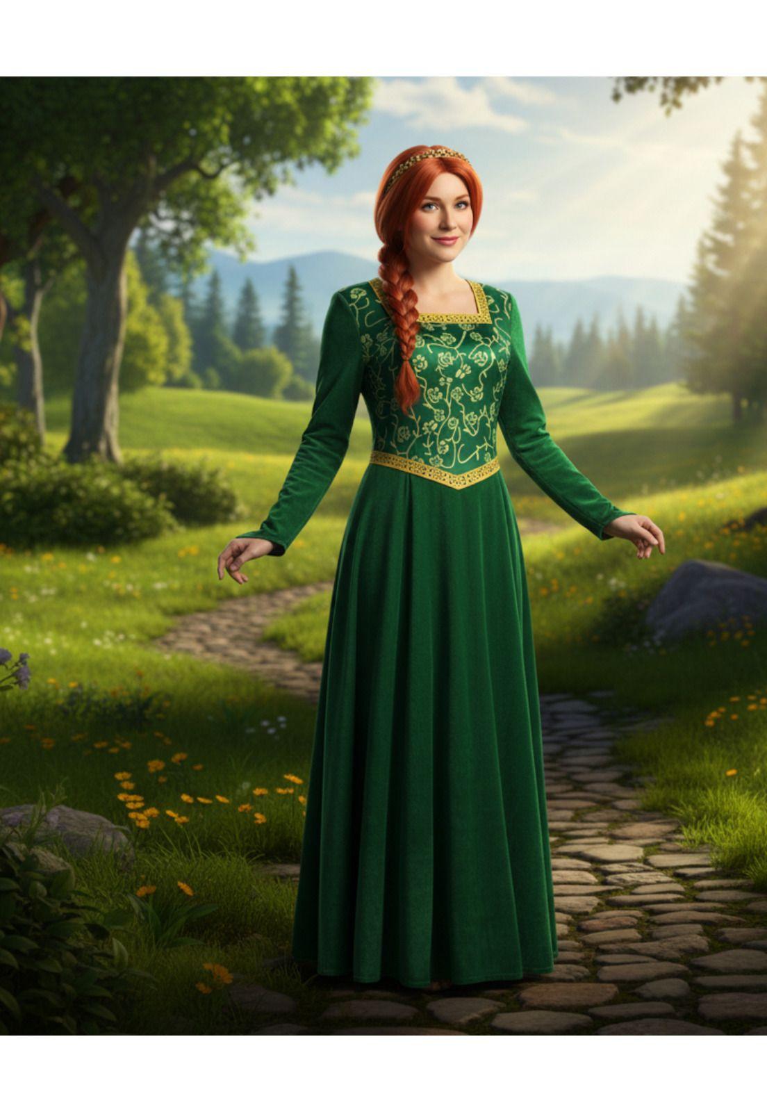 Disfraz De Fiona Completo Para Adulto Mujer Halloween Medieval De shrek Edad Media Princesa Noble-8