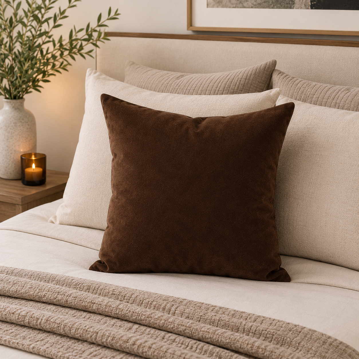 COJIN DECORATIVO DISEÑO CAFE OSCURO 45X45 RELLENO-2