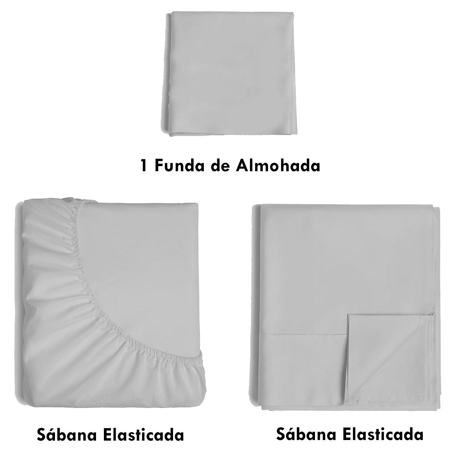 Juego de Sábanas 144 Hilos Gris 50/50 Polycotton 1 Plaza-4