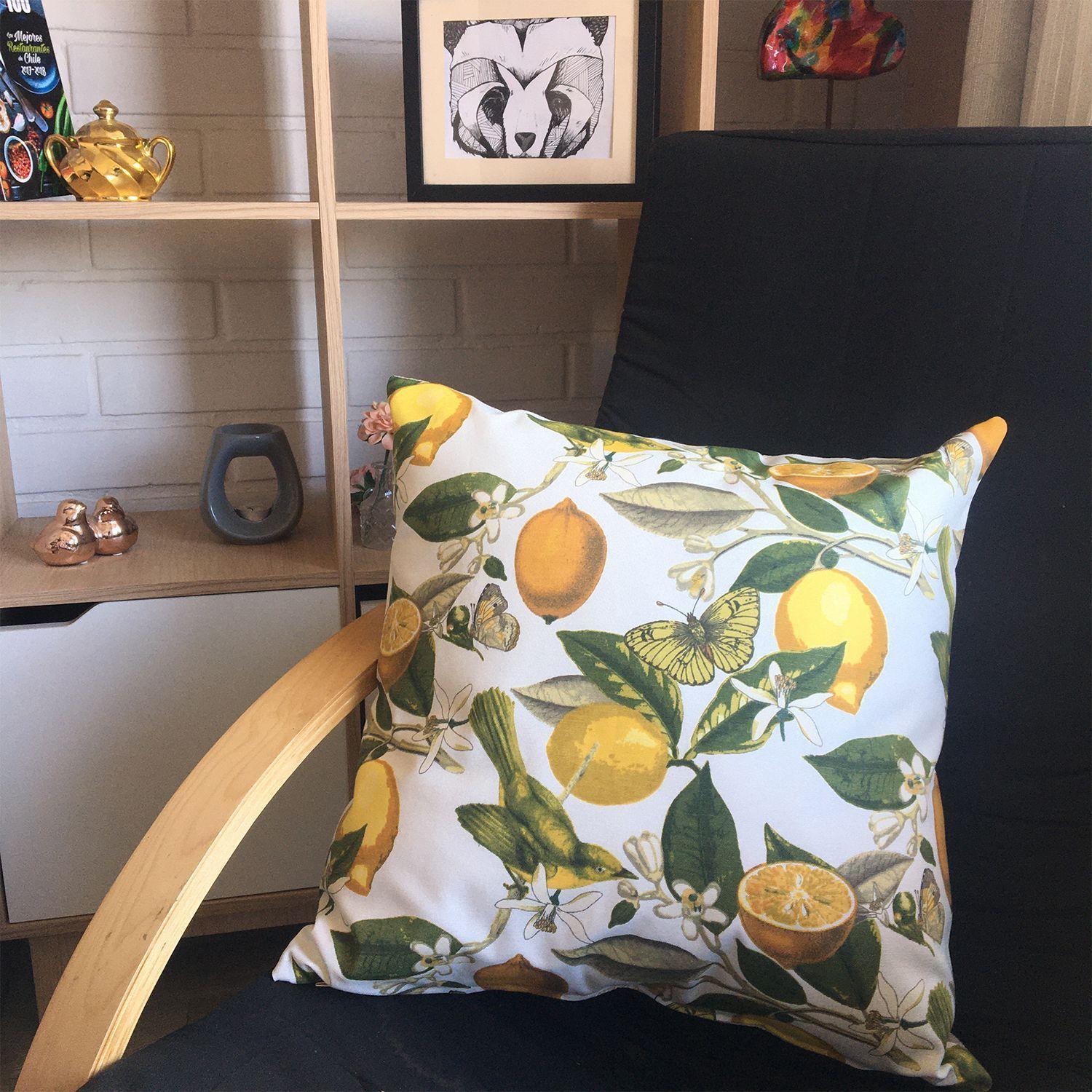 FUNDA COJIN DECORATIVO LIMONES AMARILLO Y VERDE 45X45-2