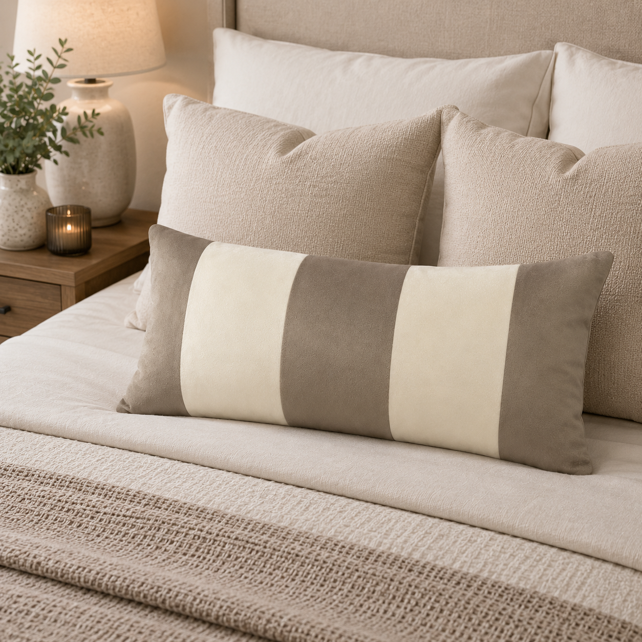FUNDA COJIN DECORATIVO DISEÑO BEIGE Y BLANCO 50X30-2