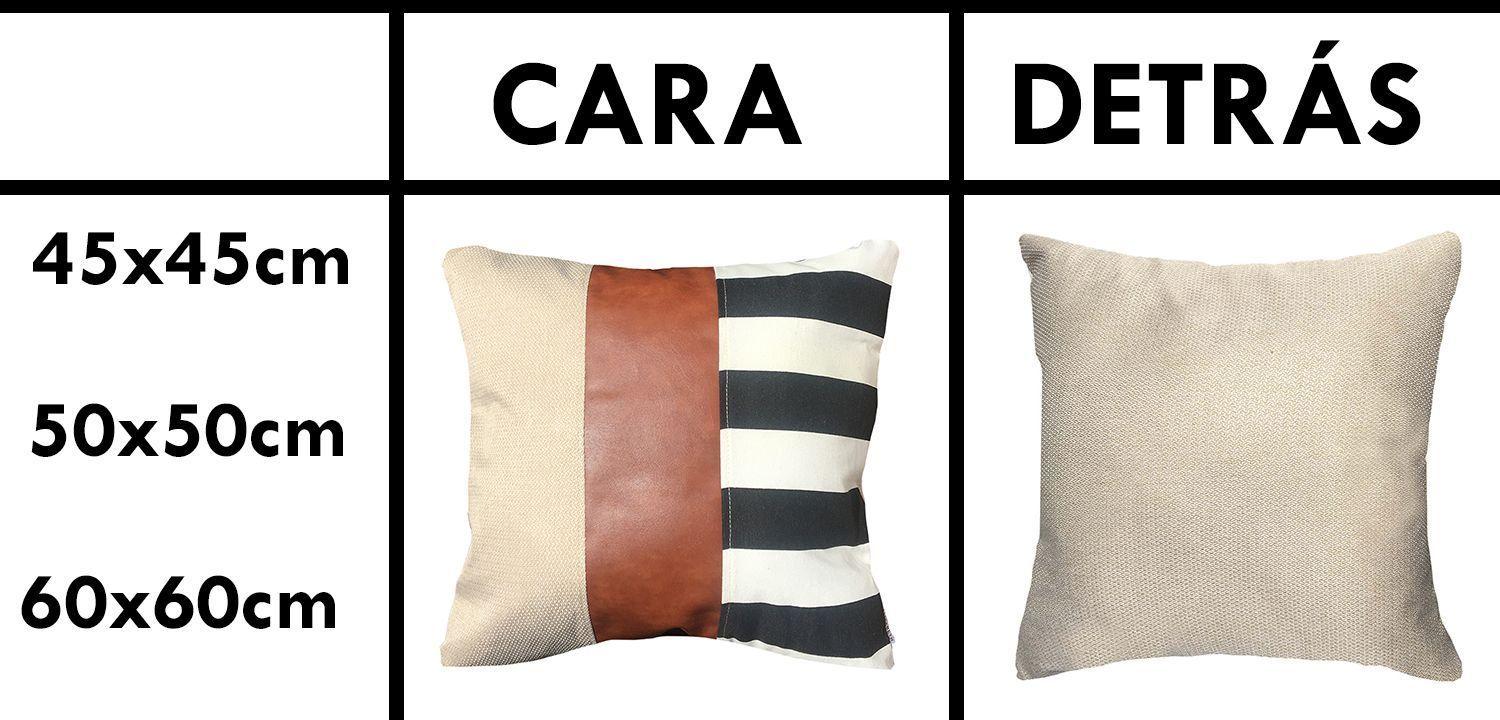 PACK 4 FUNDAS COJIN DECORATIVO ECOCUERO RAYAS NEGRO 50X50-3