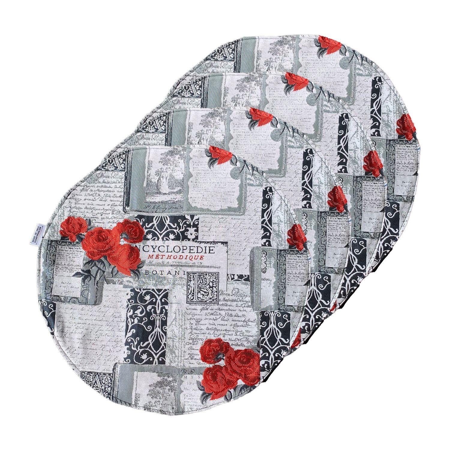 Individuales De Tela Reversibles Rosas Circular 4 unidades-3