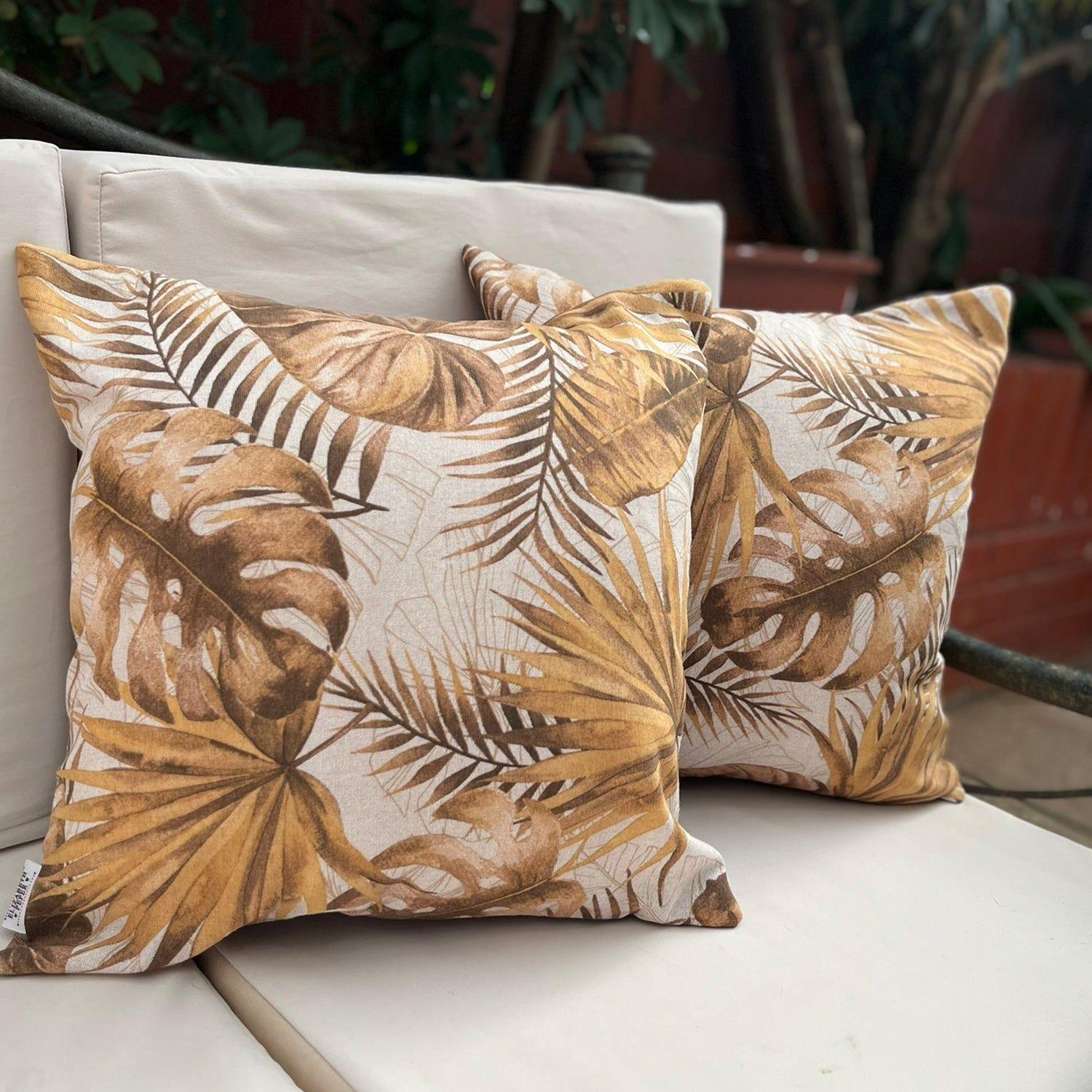 Funda Cojin Decorativo Diseño Monstera Otoño 45x45-1