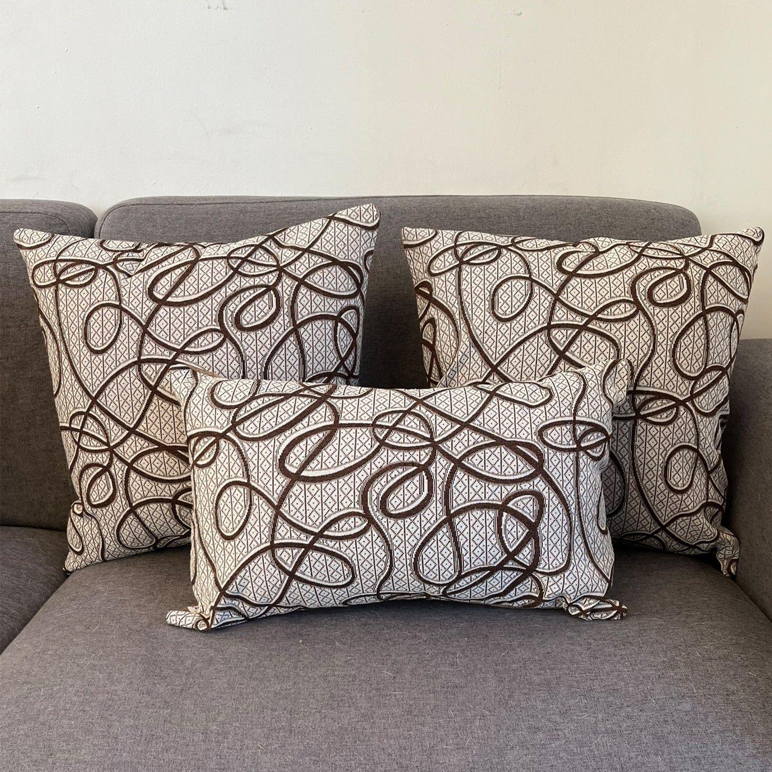 Cojin Decorativo Diseño Cordon Café 50x50 Relleno-2