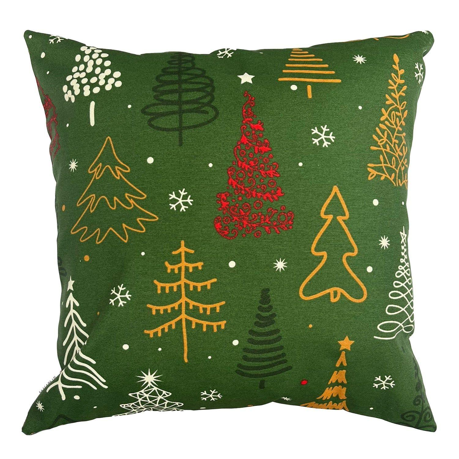 Funda Cojin Decorativo Diseño Festivo Verde 60x60-0