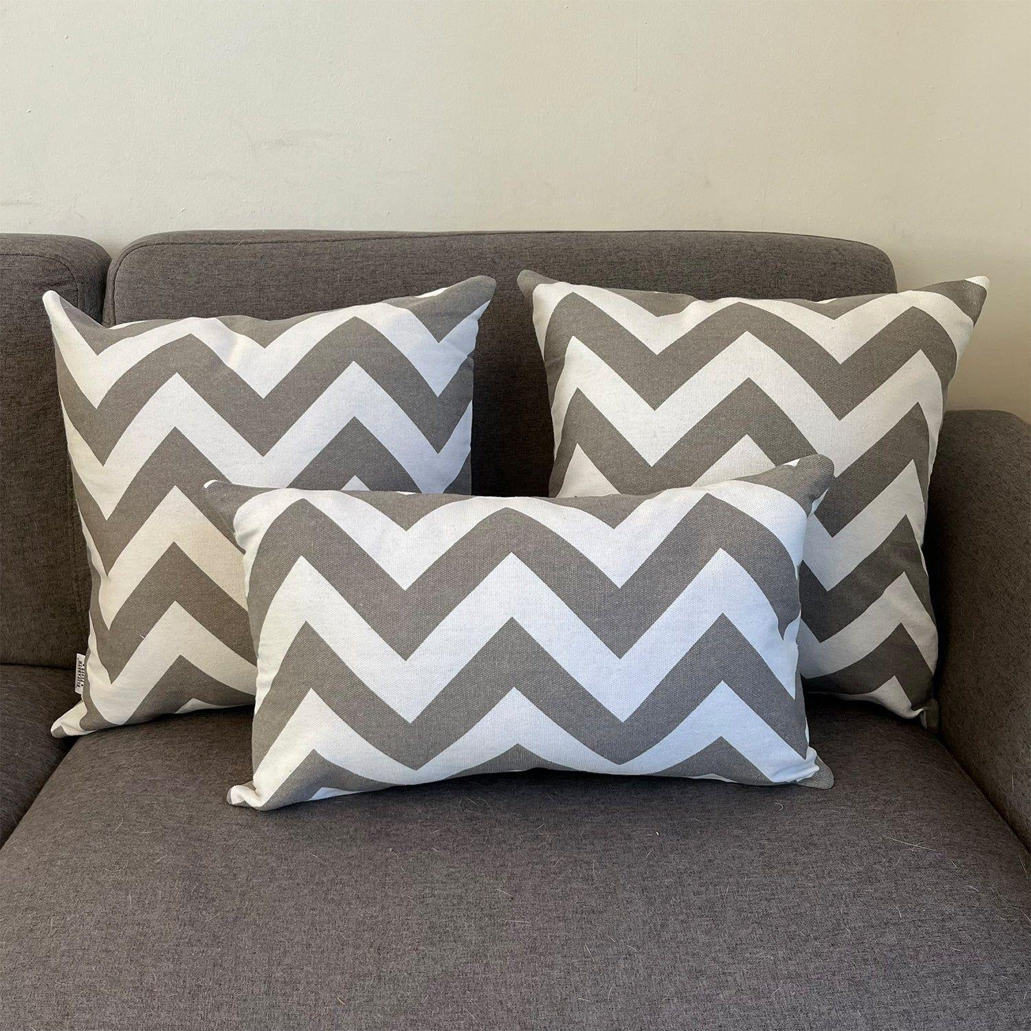 Funda Cojin Decorativo Diseño ZigZag Gris 45x45-2