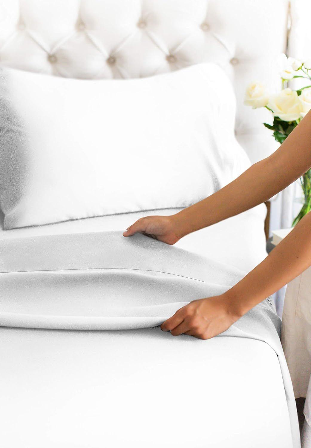 Juego de Sábanas 180 Hilos Blanco 50/50 Polycotton SUPER KING-1