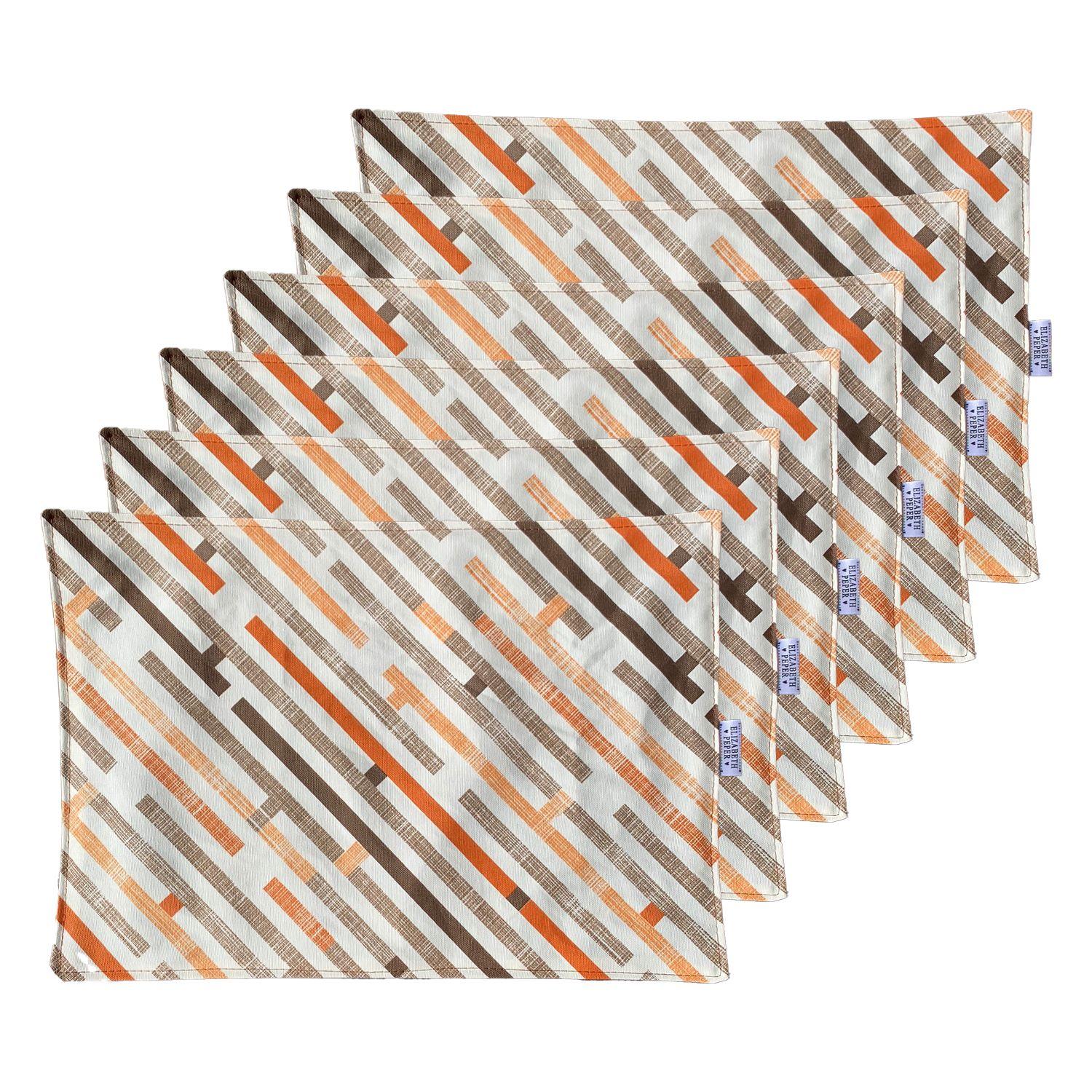 Individuales De Tela Reversibles Naranjo y Café 6 unidades-3