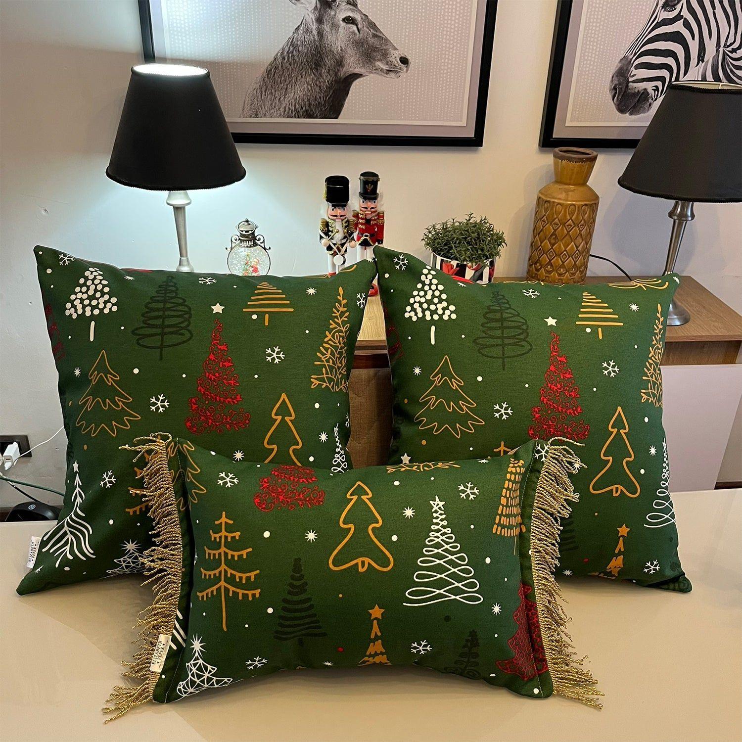 Funda Cojin Decorativo Diseño Festivo Verde 45x45-1