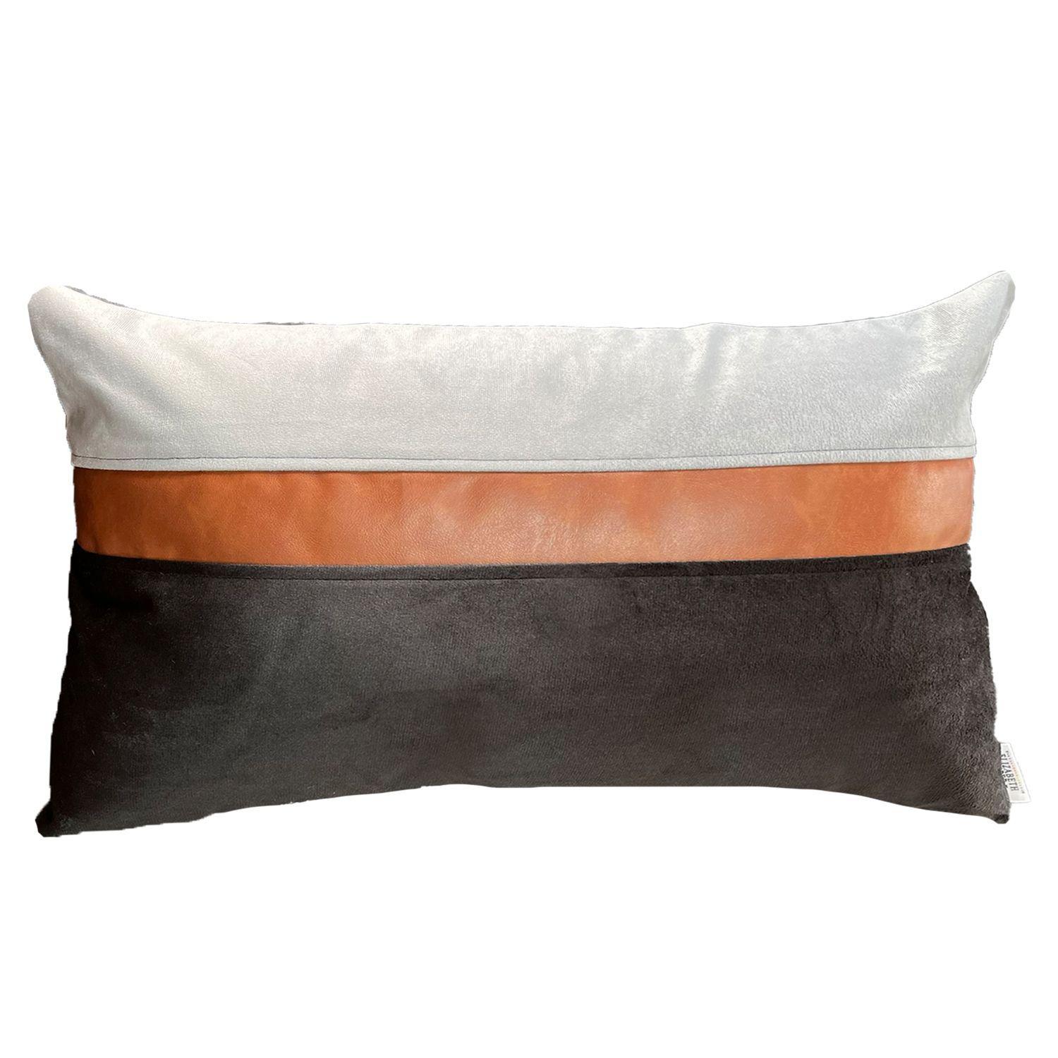 Cojín Decorativo diseño Negro Gris Ecocuero 50X30 Relleno-0