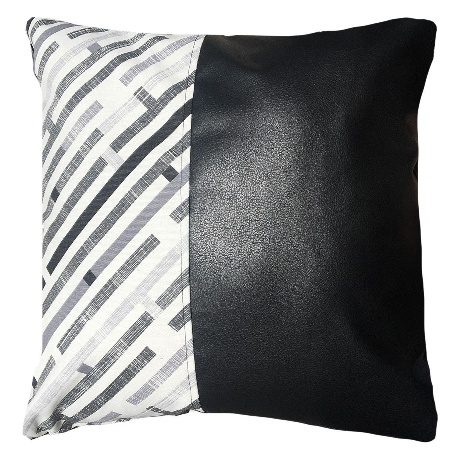 PACK 4 FUNDAS COJIN DECORATIVO ECOCUERO NEGRO 45X45-1