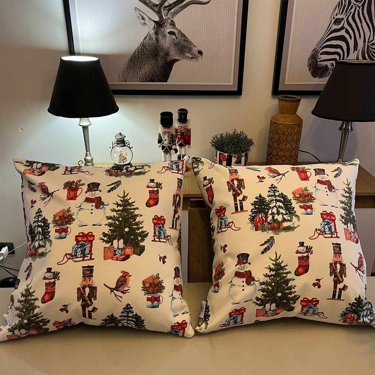 Cojin Decorativo Diseño Navideño Blanco 50x50 Relleno-2