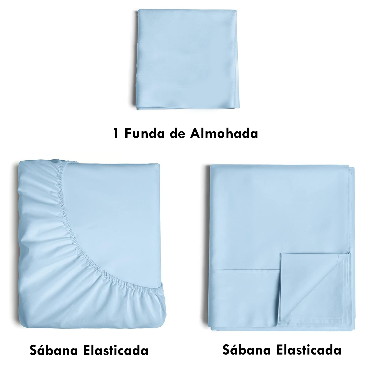 Juego de Sábanas 144 Hilos Azul 50/50 Polycotton 1 Plaza-4