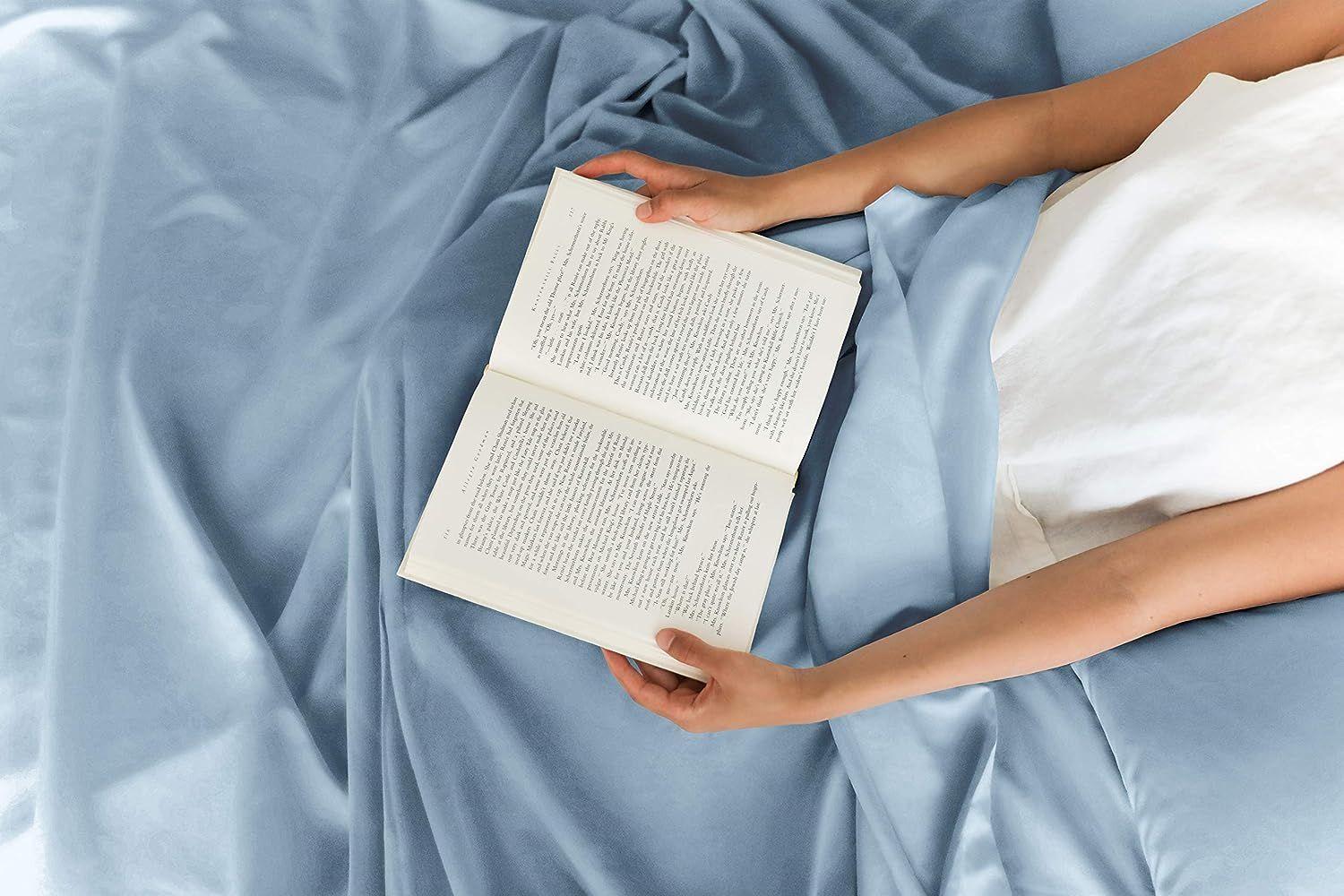 Juego de Sábanas 144 Hilos Azul 50/50 Polycotton 1 Plaza-3