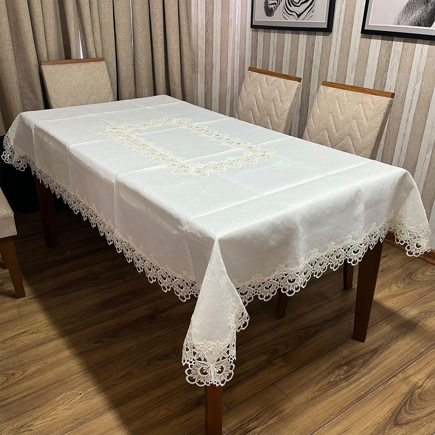 Mantel para Mesa de Tela Lino Blanco 150x220-1