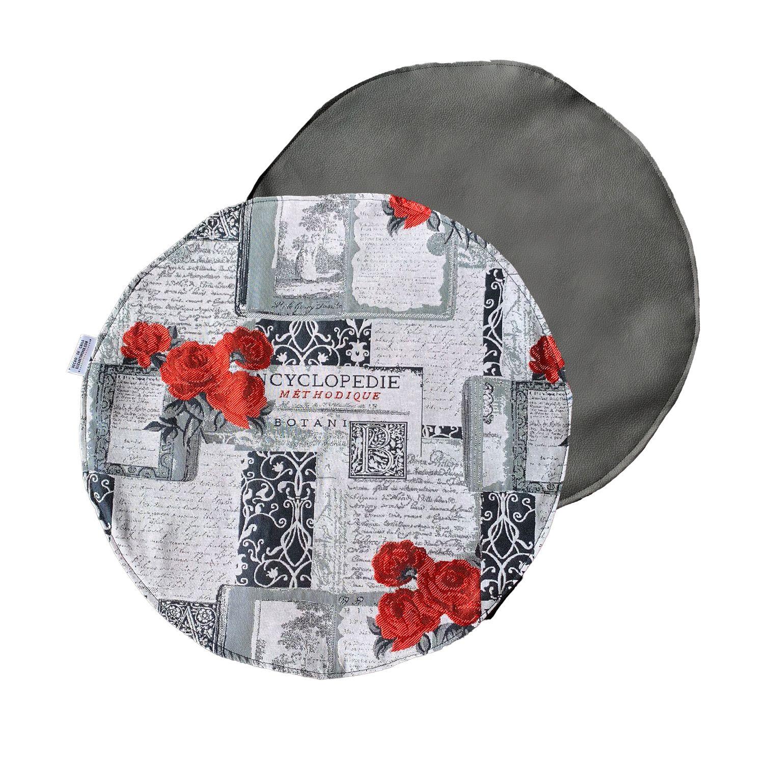 Individuales De Tela Reversibles Rosas Circular 6 unidades-0