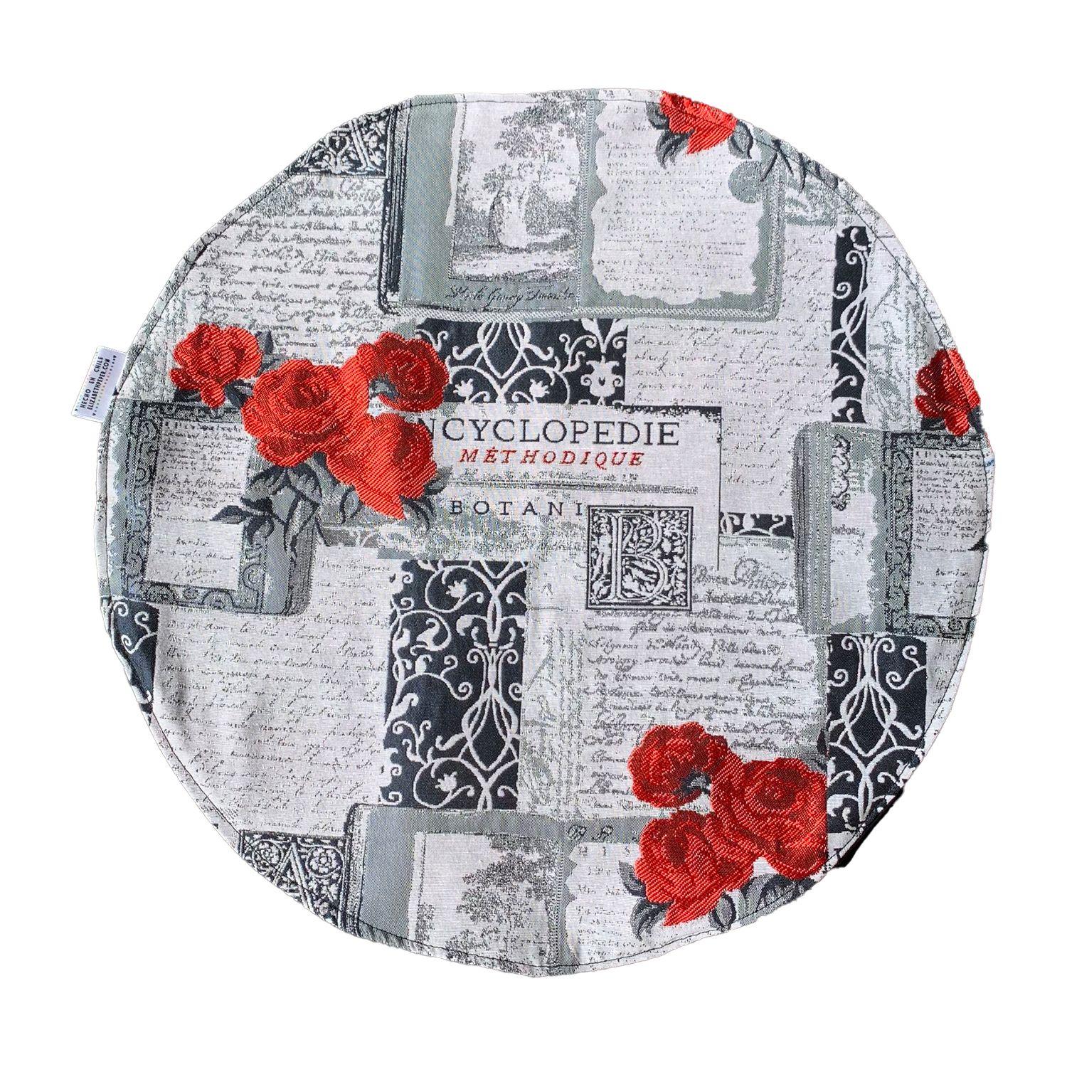 Individuales De Tela Reversibles Rosas Circular 6 unidades-1