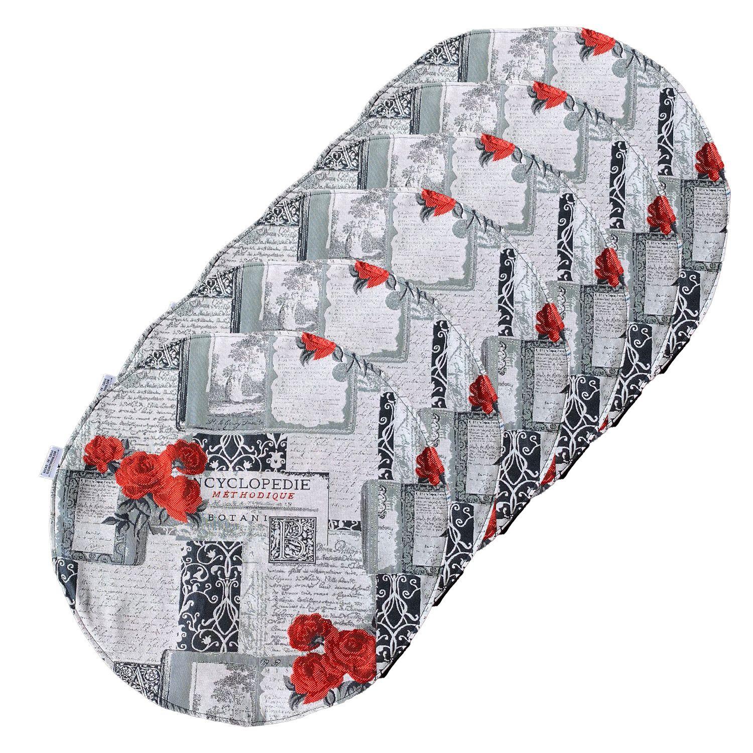 Individuales De Tela Reversibles Rosas Circular 6 unidades-3