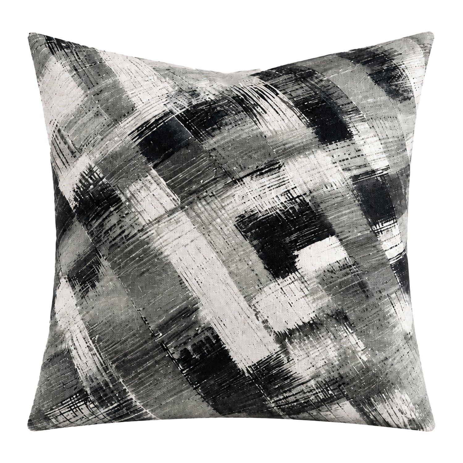 Funda Cojin Decorativo Diseño Abstracto Gris Negro 45x45-0