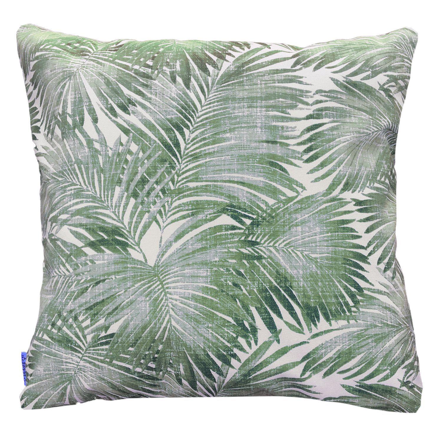 COJIN DECORATIVO DISEÑO PALMERAS VERDES BEIGE 45X45 RELLENO-0