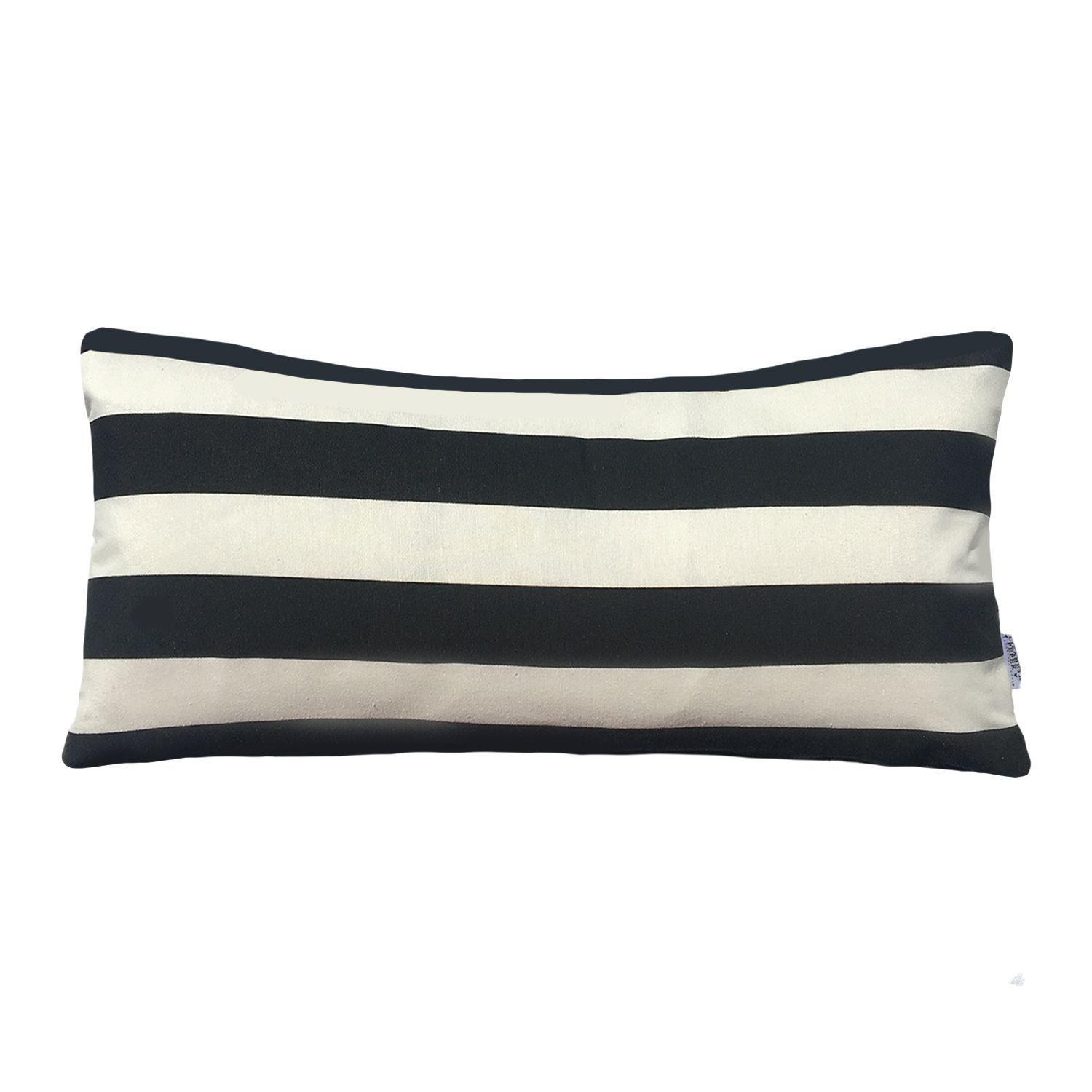 FUNDA COJIN DECORATIVO DISEÑO RAYAS BLANCO Y NEGRO 50X30-0