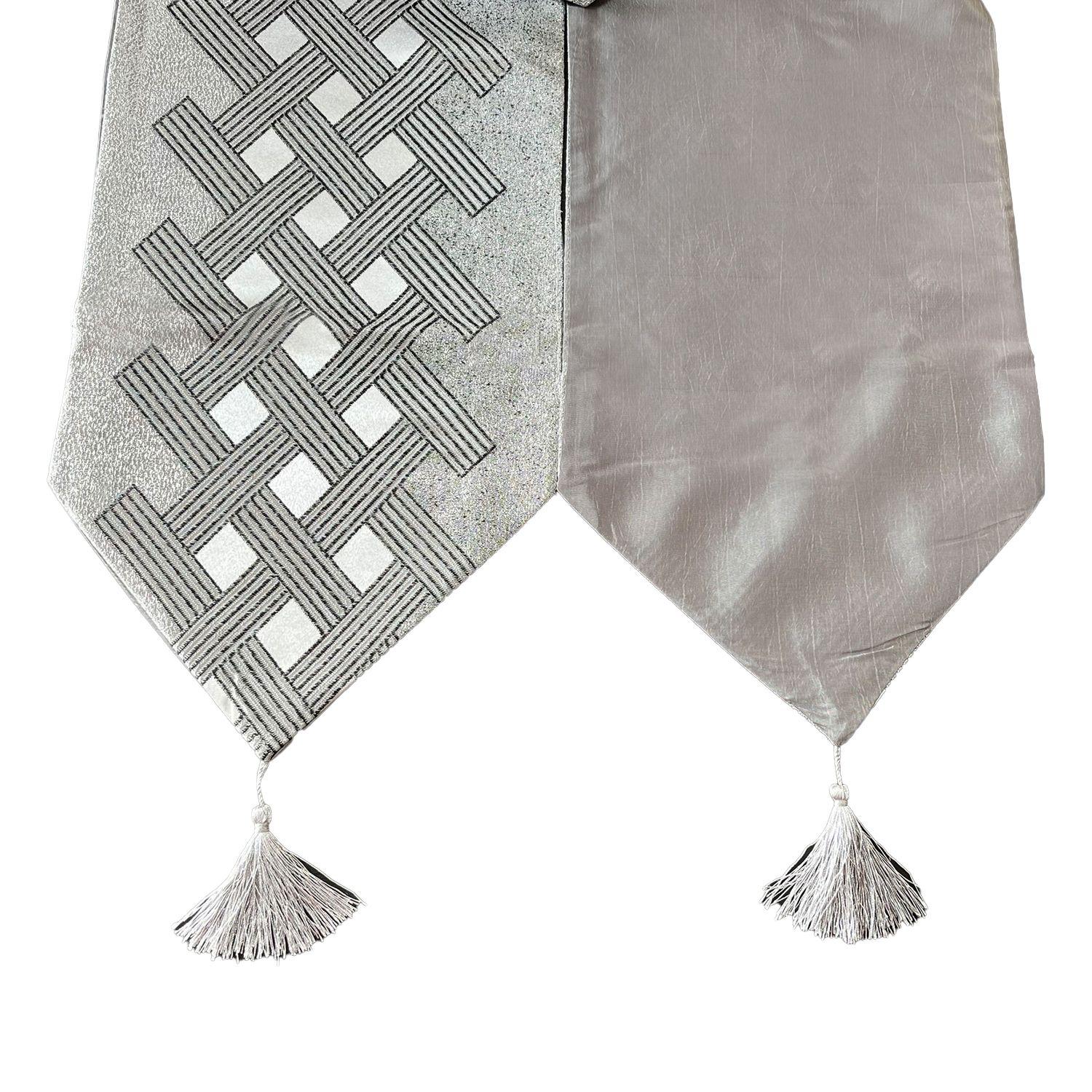 Camino De Mesa Con Diseño Gris Negro 180x33 cm-2
