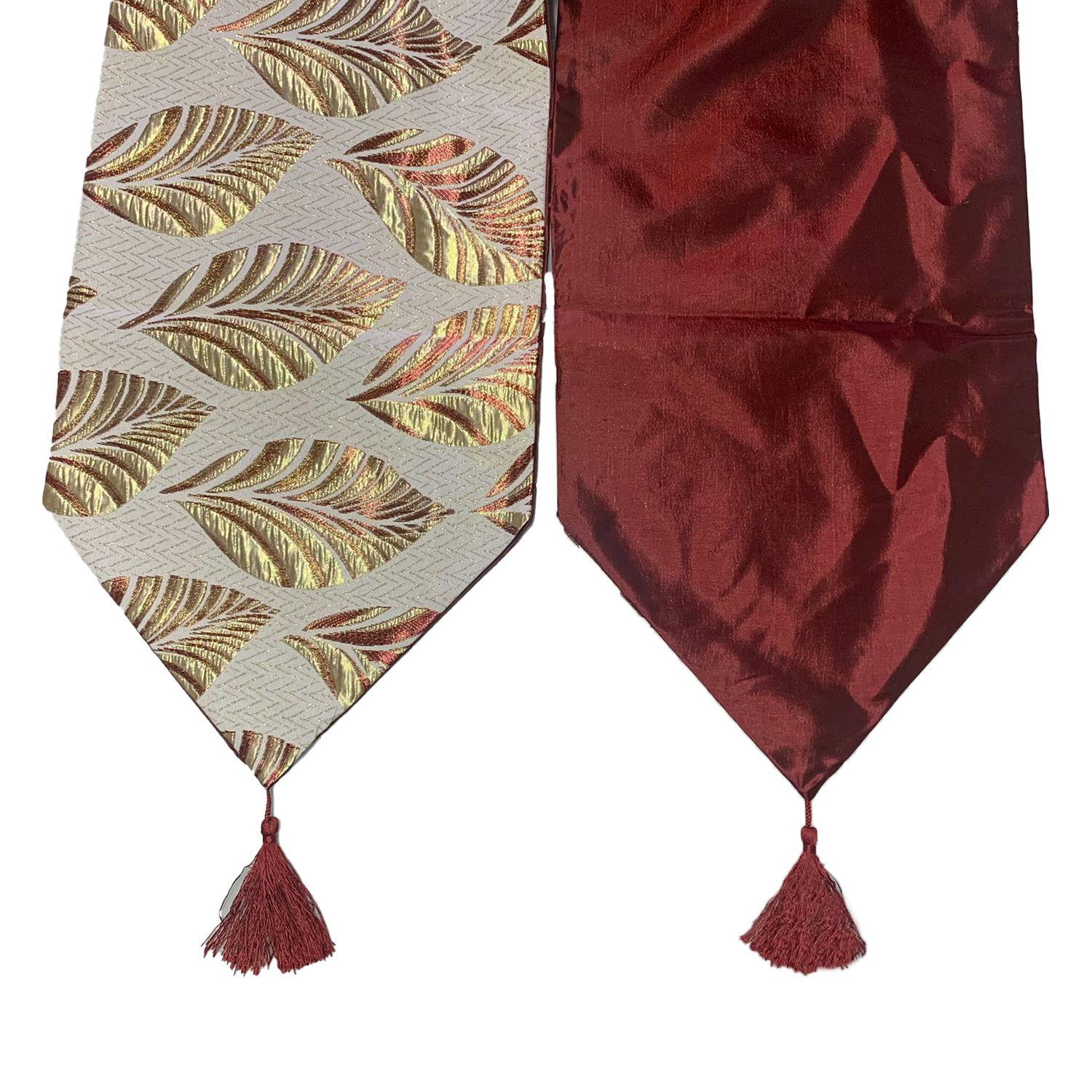 Camino De Mesa Con Diseño Rojo con Dorado 180x33 cm-2