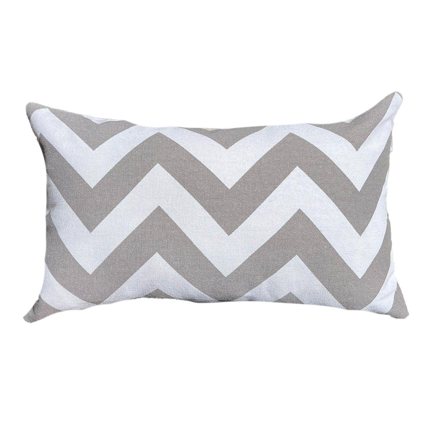 Cojin Decorativo Diseño ZigZag Gris 60x40 Relleno-0