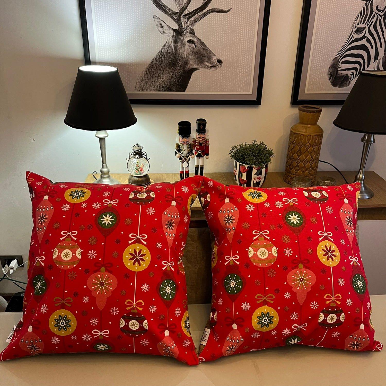 Funda Cojin Decorativo Diseño Festivo Rojo 45x45-2