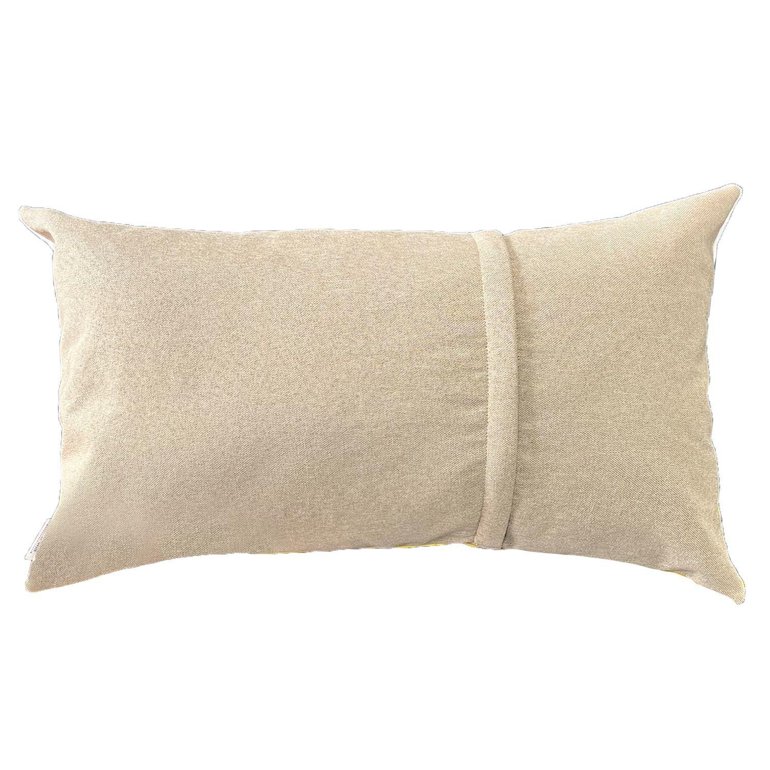 Cojín Decorativo diseño Blanco Beige Ecocuero 50X30 Relleno-1