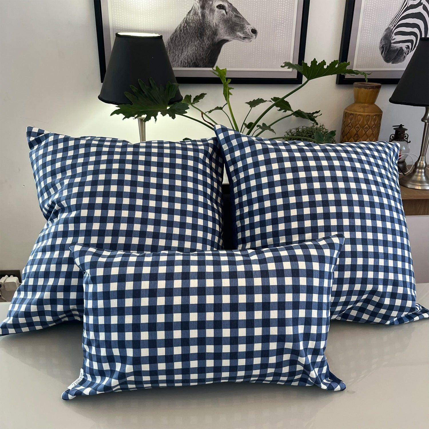 Funda Cojin Decorativo Diseño Rayas Azul 45x45-1