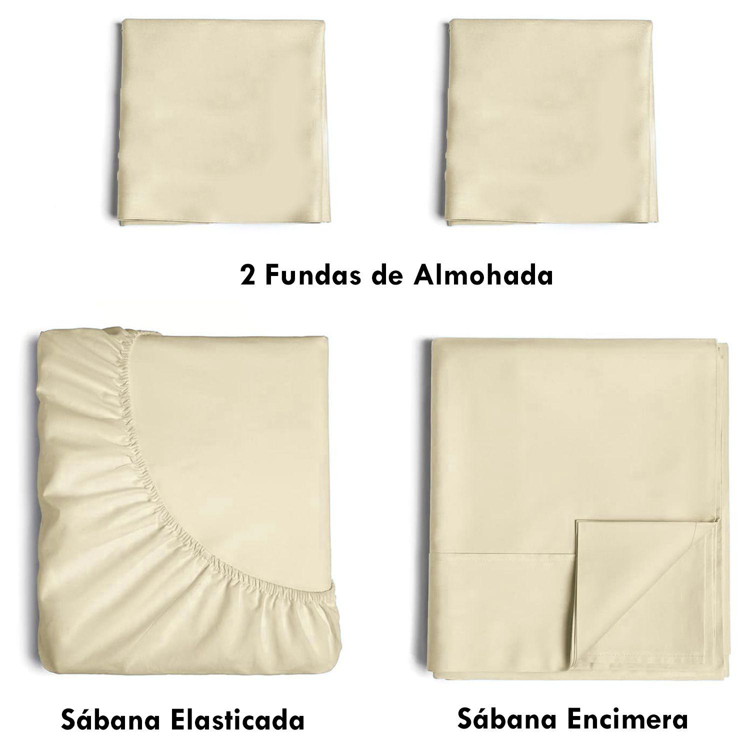Juego de Sábanas 144 Hilos Beige 50/50 Polycotton 1.5 Plazas-4