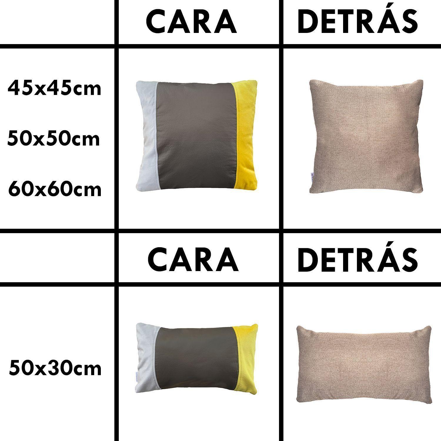 Cojin Decorativo EcoCuero Cafe Beige Amarillo 50x50 Relleno-2