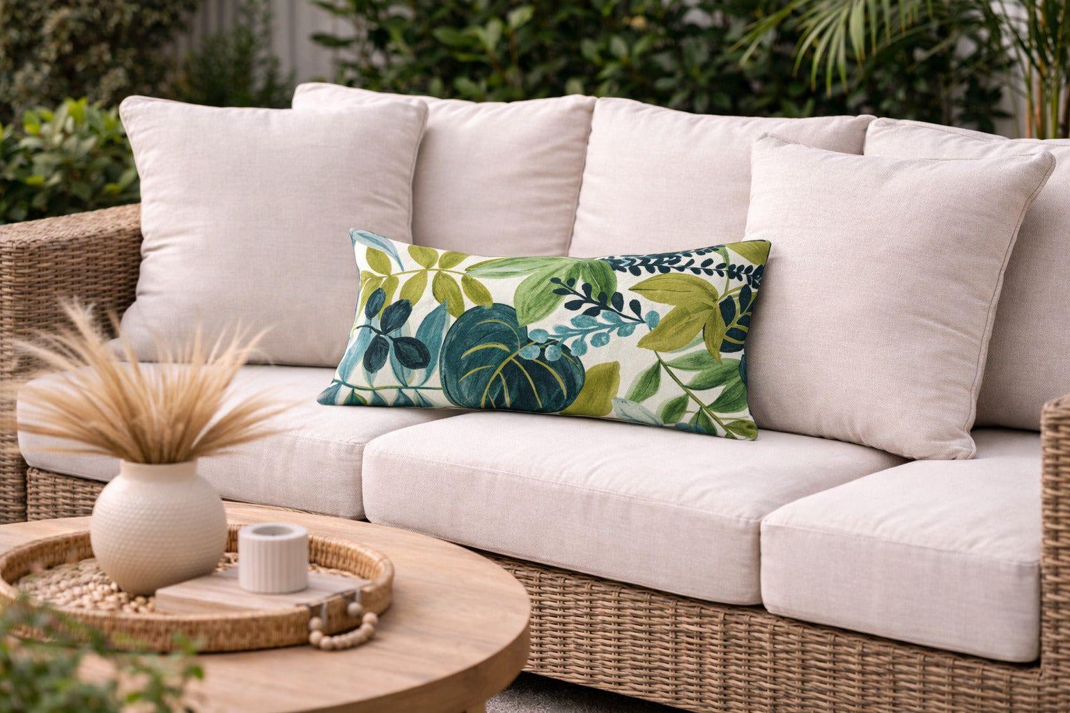 Cojin Decorativo Diseño Verde Botanico 60x40 Relleno-1