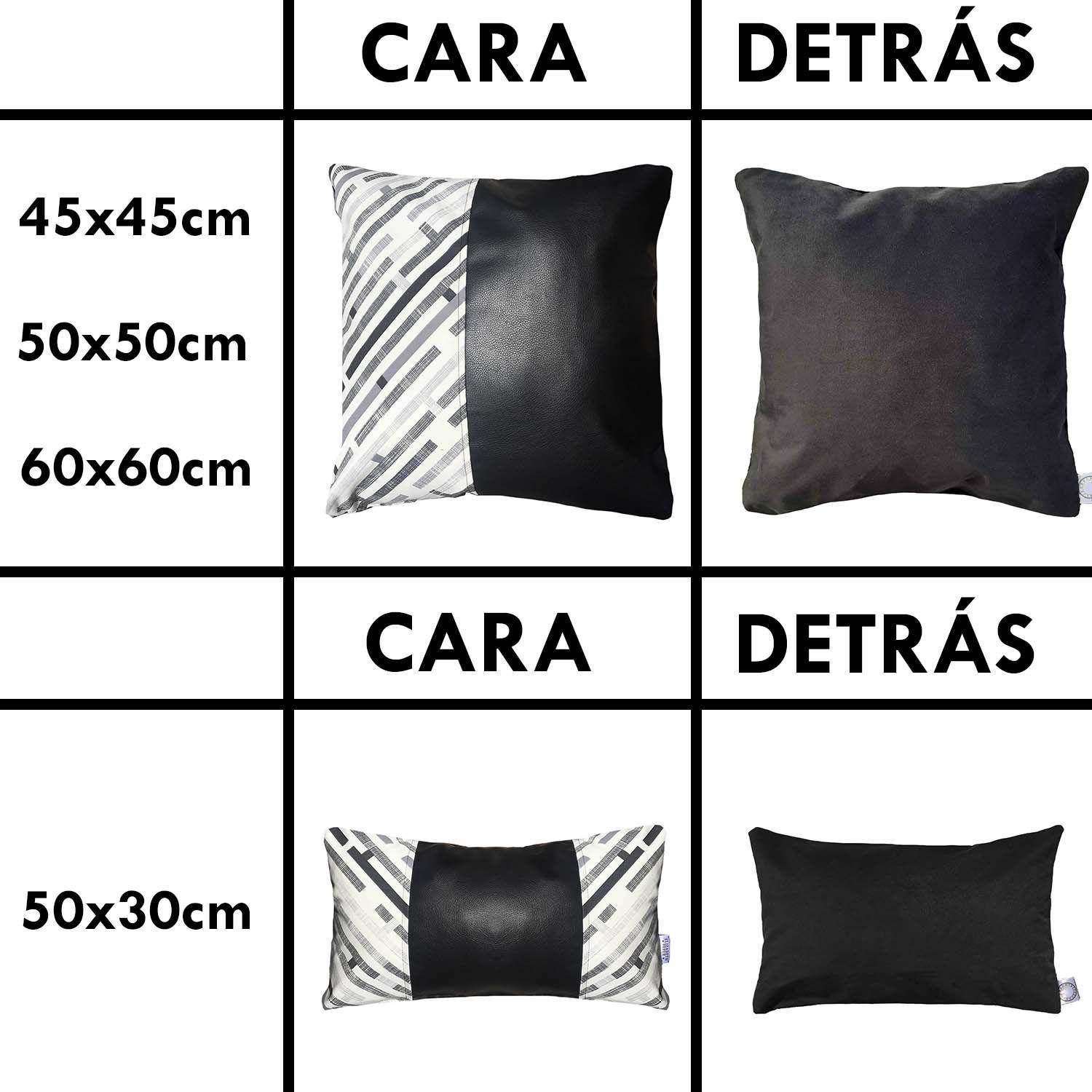 PACK 4 FUNDAS COJIN DECORATIVO ECOCUERO NEGRO 50X50-3