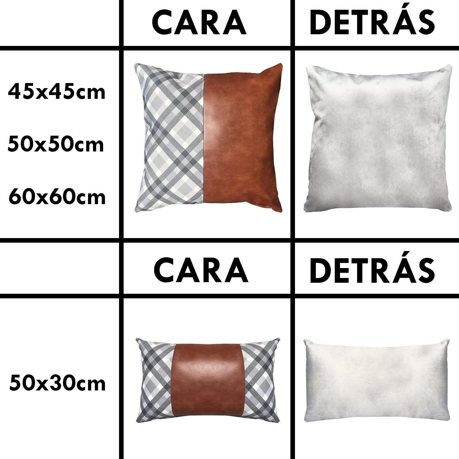 PACK 4 FUNDAS COJIN DECORATIVO ECOCUERO GRIS CAFE 50X50-3