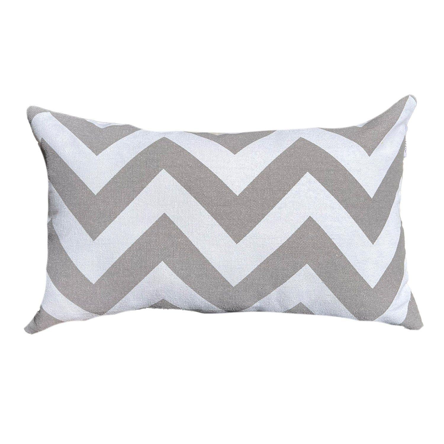 Funda Cojin Decorativo Diseño ZigZag Gris 60x40-0