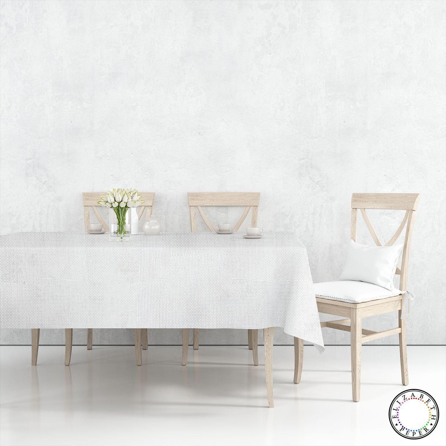 Mantel para Mesa de Tela Textura Blanco 140x220 cm-2
