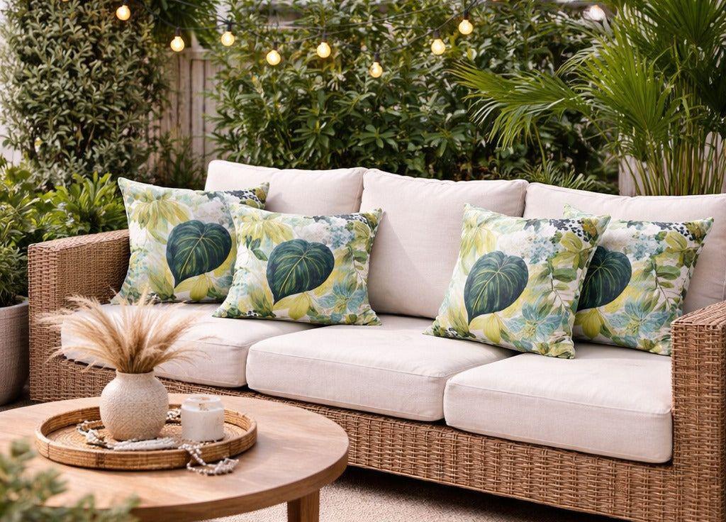 Cojin Decorativo Diseño Verde Botanico 45x45 Relleno-2
