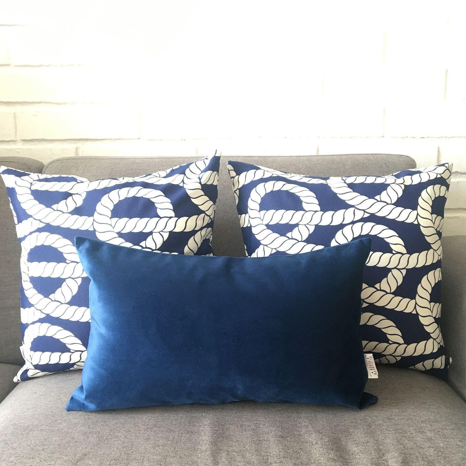 COJIN DECORATIVO DISEÑO NUDO NAUTICO AZUL 50x50 RELLENO-1
