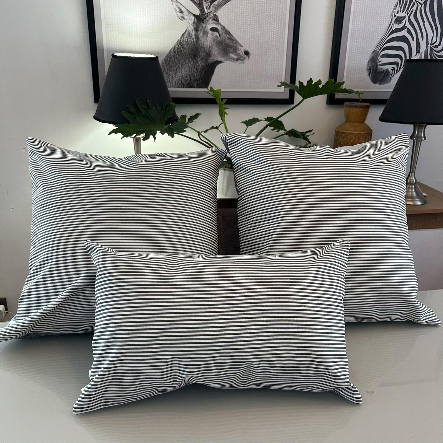 Funda Cojin Decorativo Diseño Rayas Gris 60x40-1