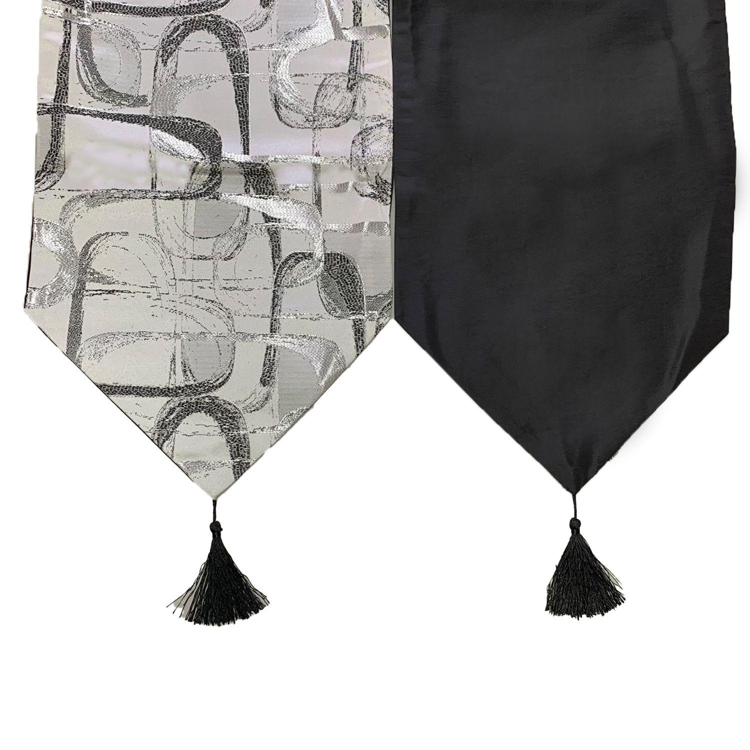 Camino De Mesa Con Diseño Gris con Negro 180x33 cm-2