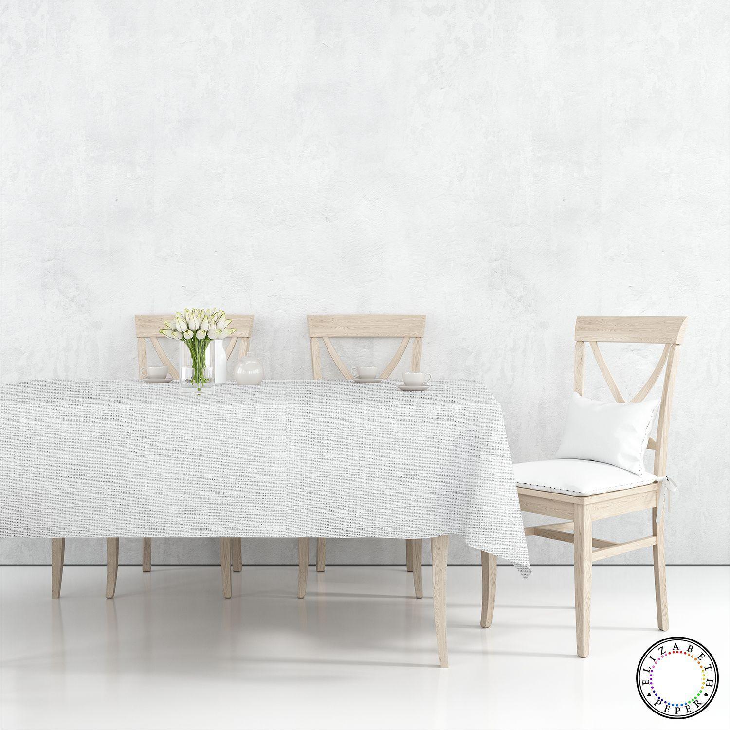 Mantel para Mesa de Tela Textura Blanco 140x260 cm-2