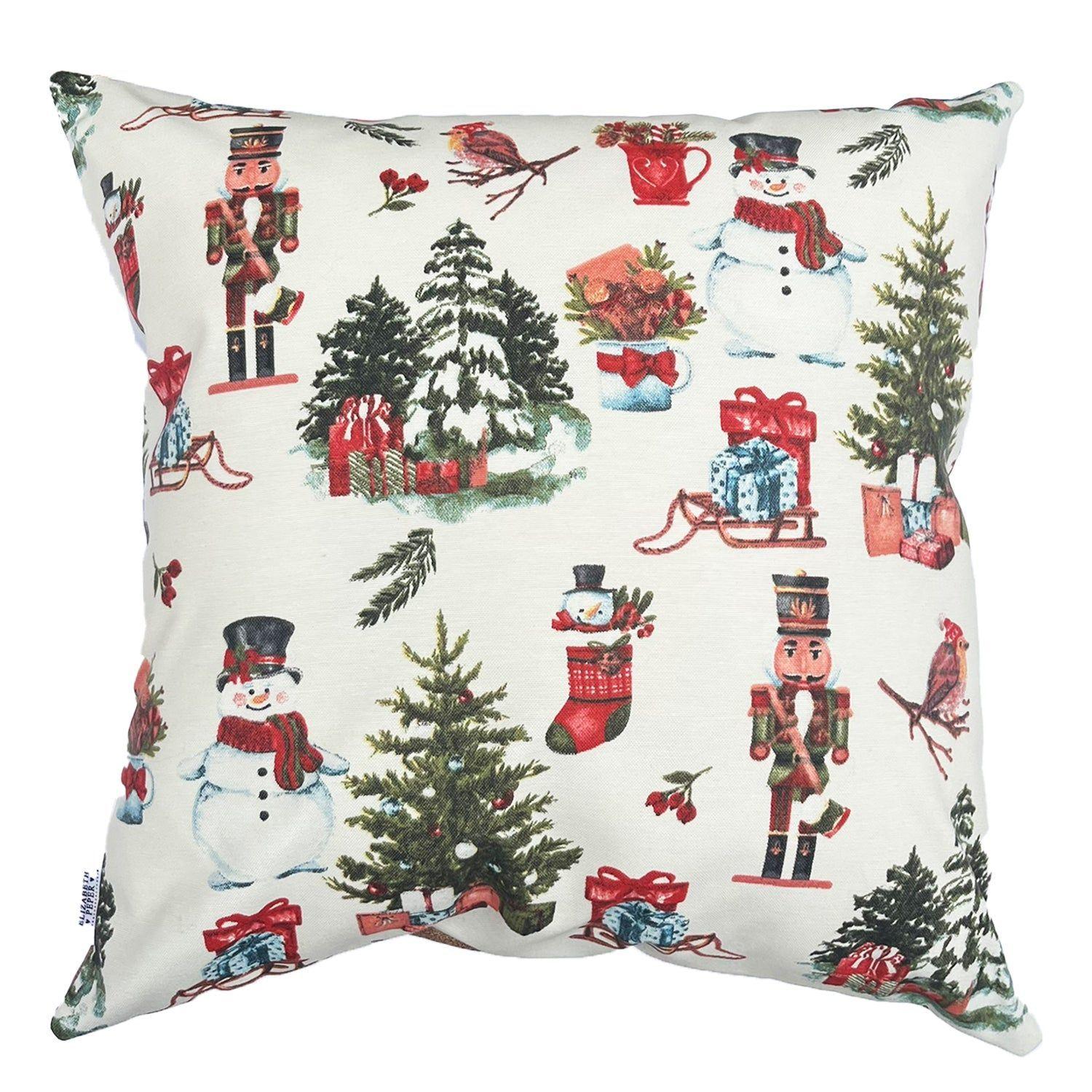 Cojin Decorativo Diseño Navideño Blanco 60x60 Relleno-0